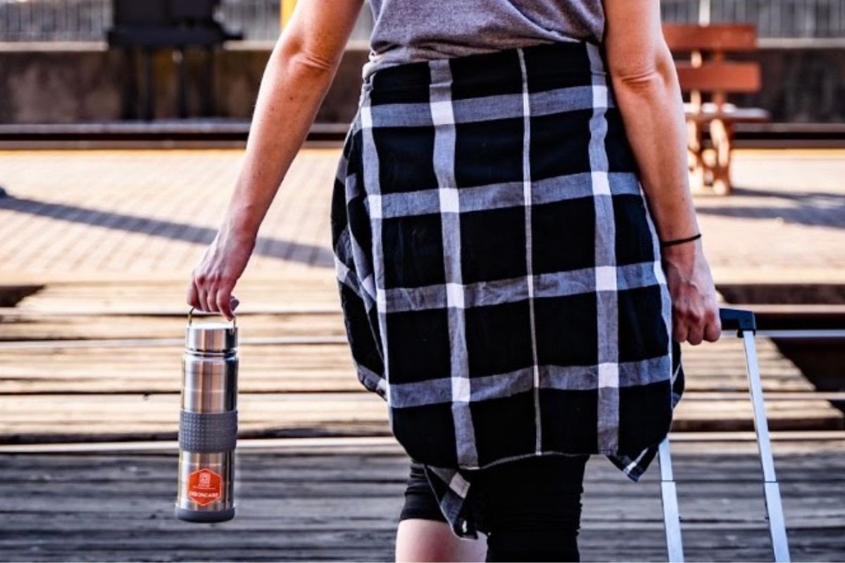 Hard medication cooler packed in carry-on luggage for air travel