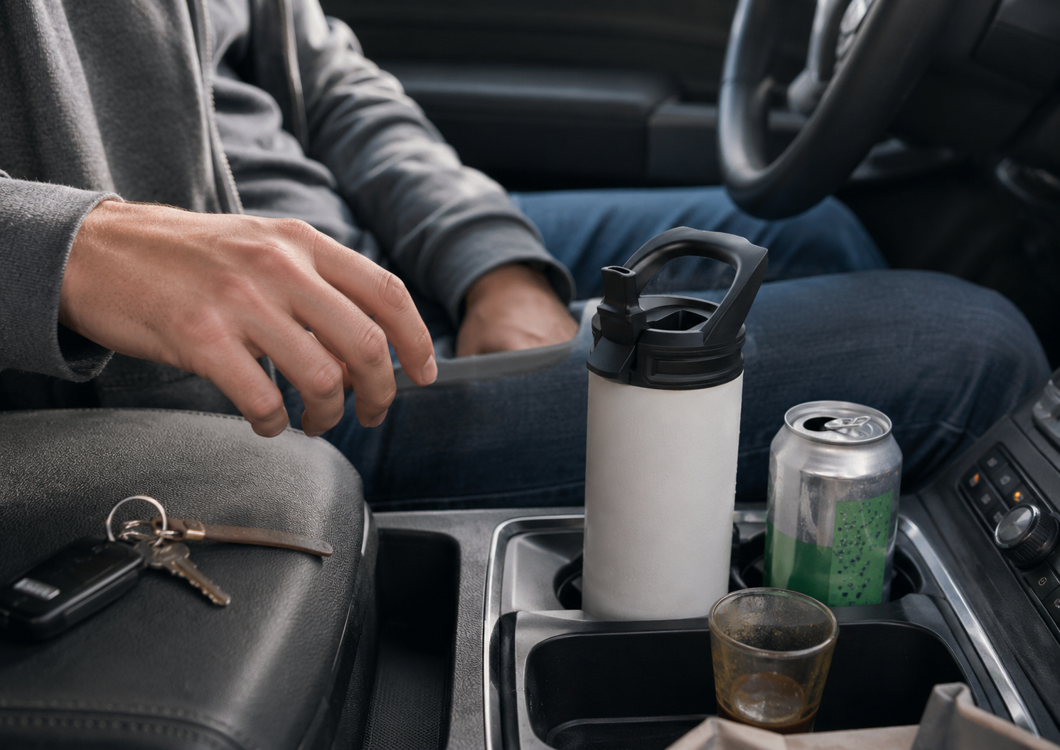 Rapid-chill cup with foldable straw and angled handle