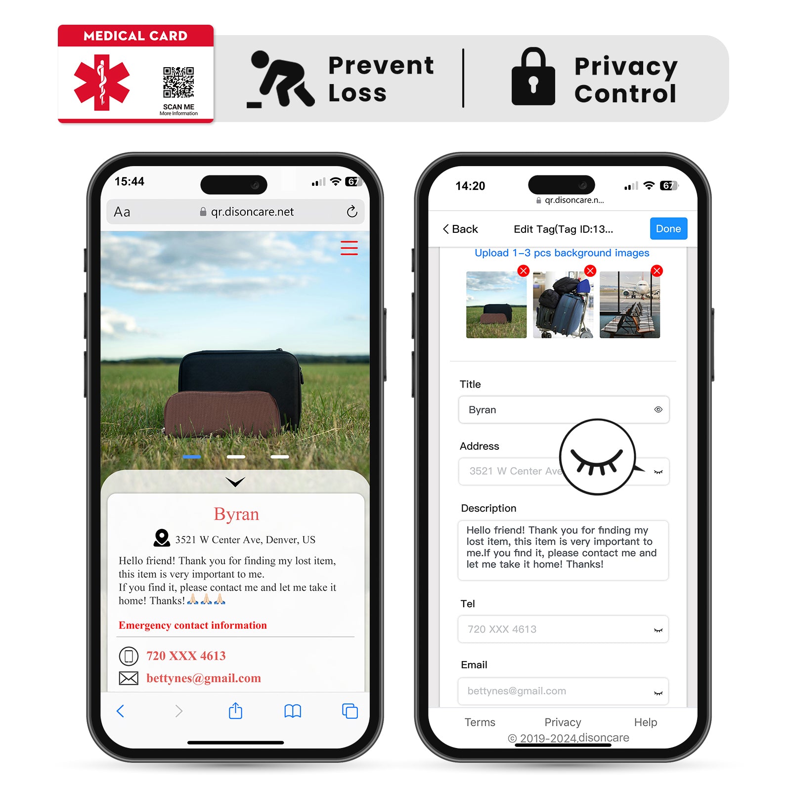 Portefeuille à insuline avec étiquette de carte d'identité d'alerte médicale (noir)