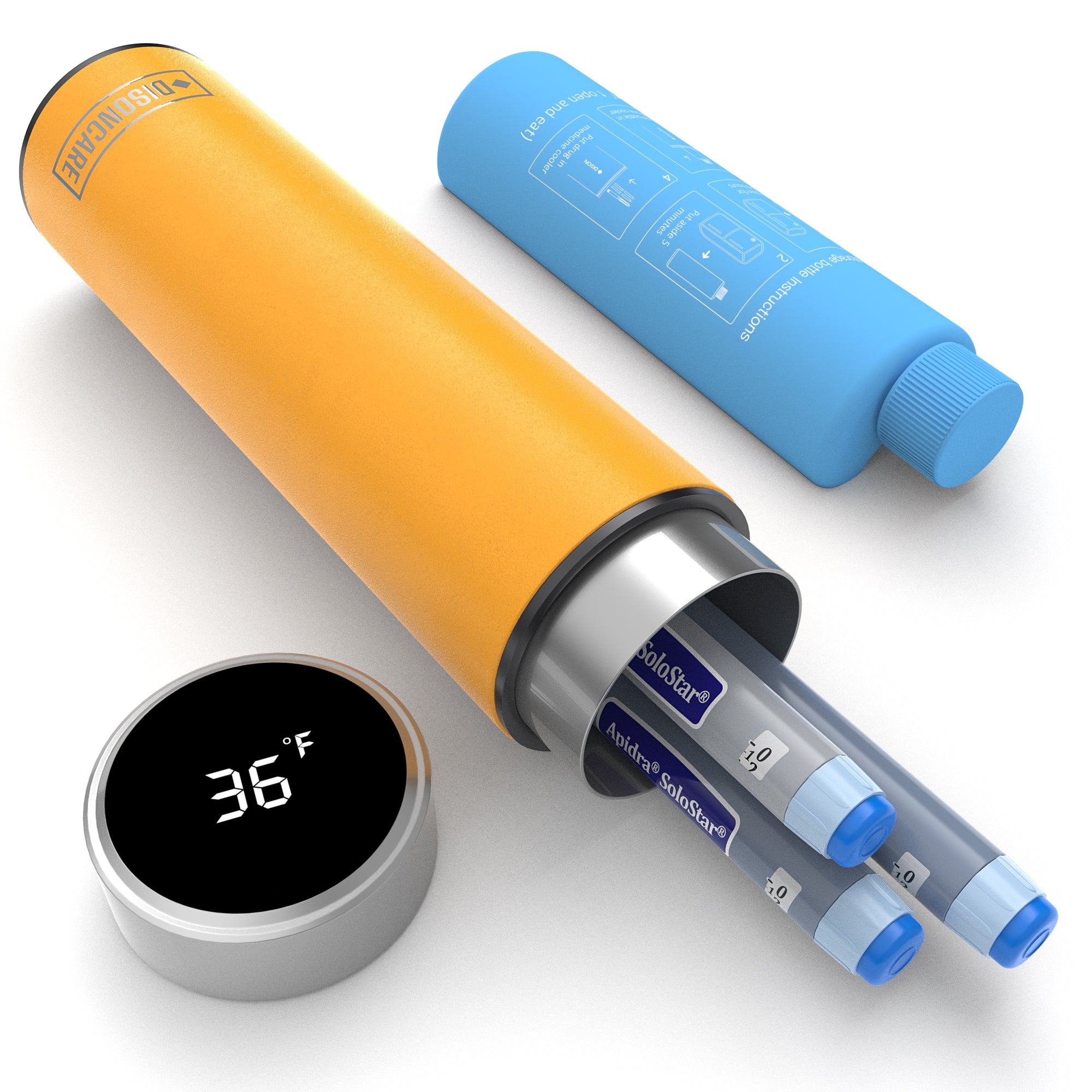 Odyssey Series Insulin Cooler LED Cup Lid Fahrenheit- Sliver