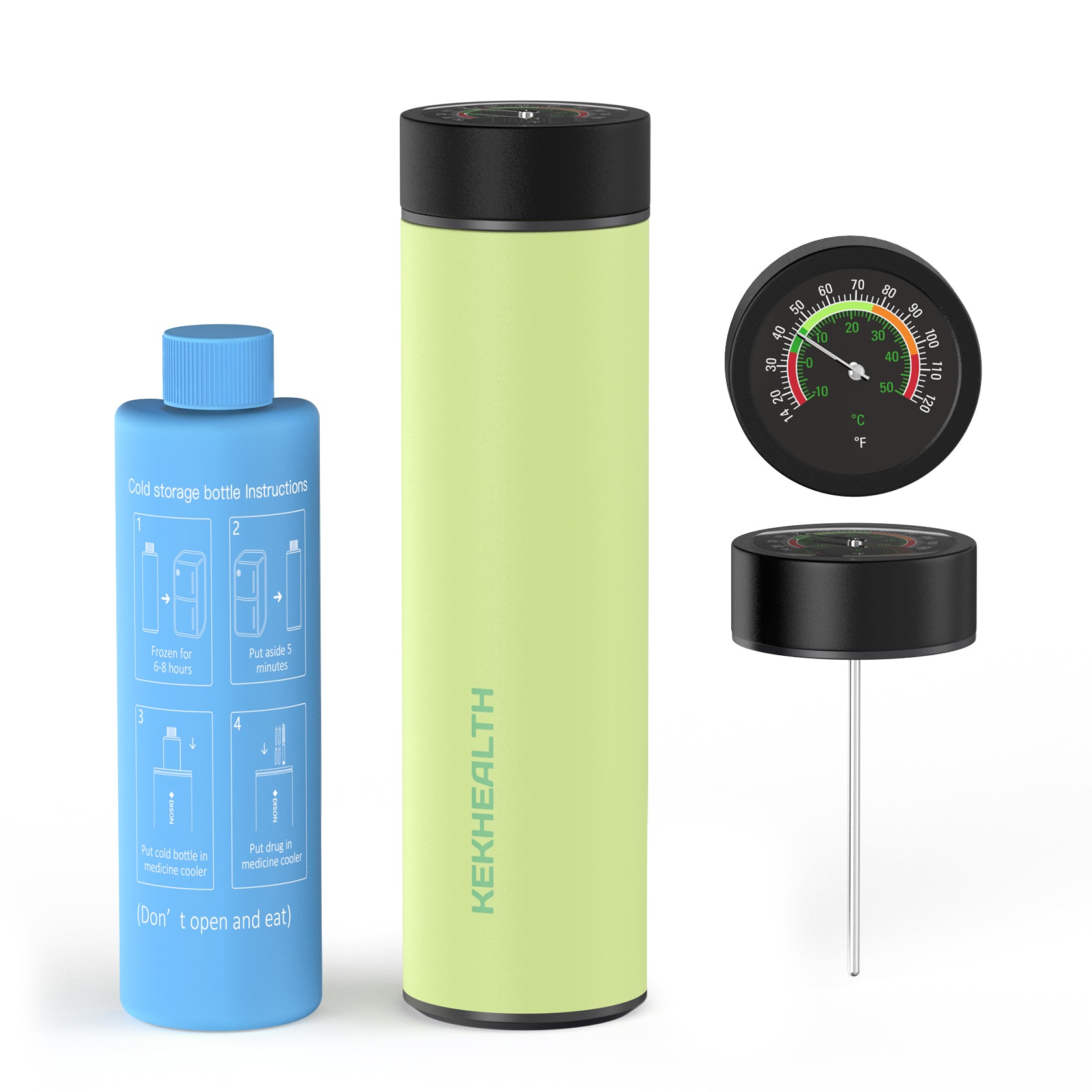 Odyssey Series 3 Pens Large Dial Mechanical Thermometer Insulin Cooler (BC-B006-Citron)