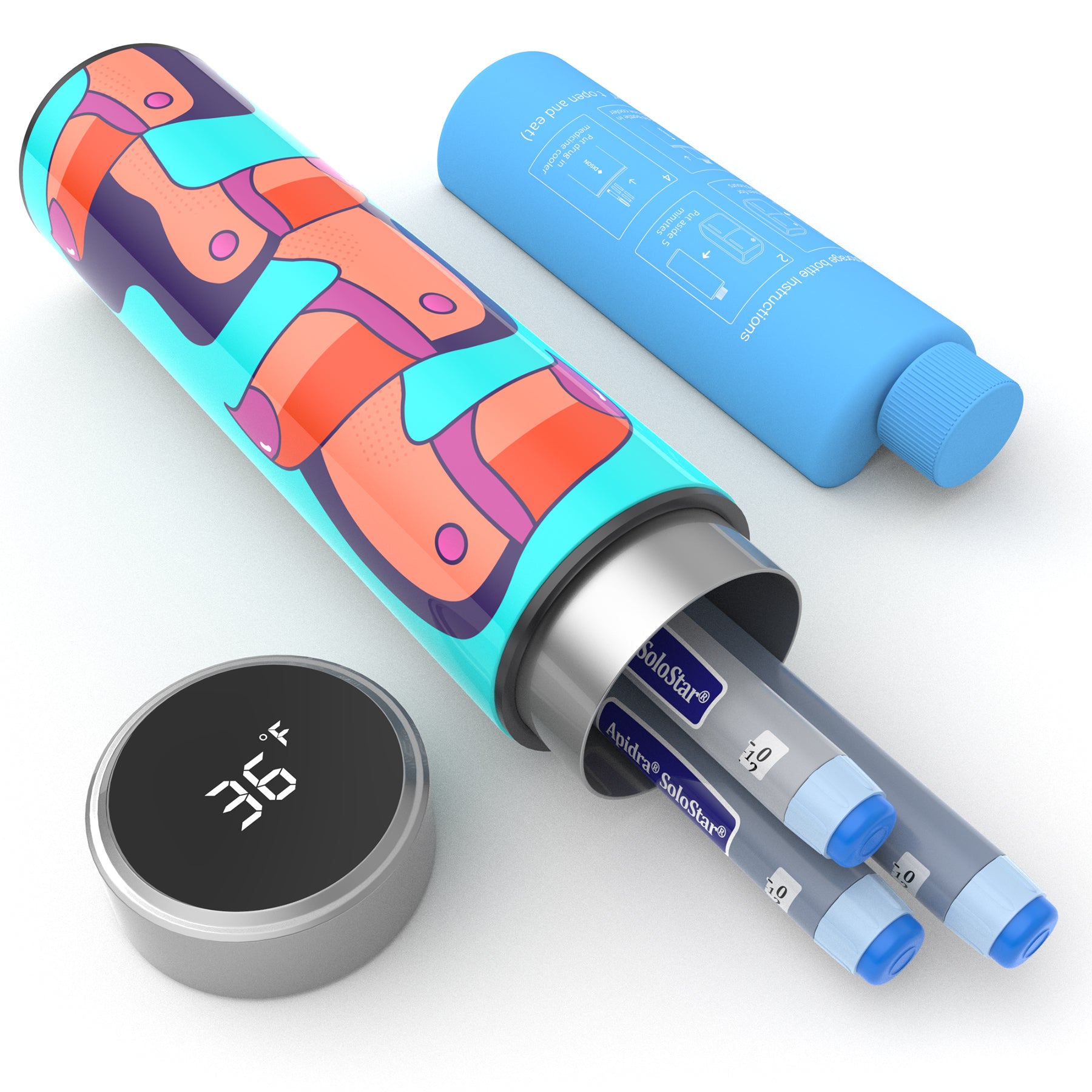 Refroidisseur d'insuline et de médicaments LED 60H 3 stylos (flamme BC-B004)