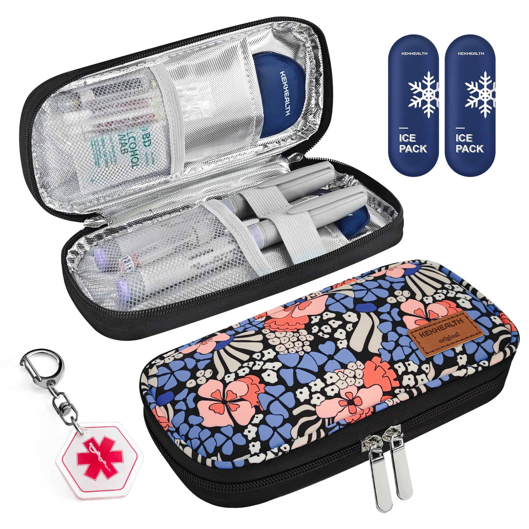 6H Soft Insulin Cooler Travel Bag (Flower)