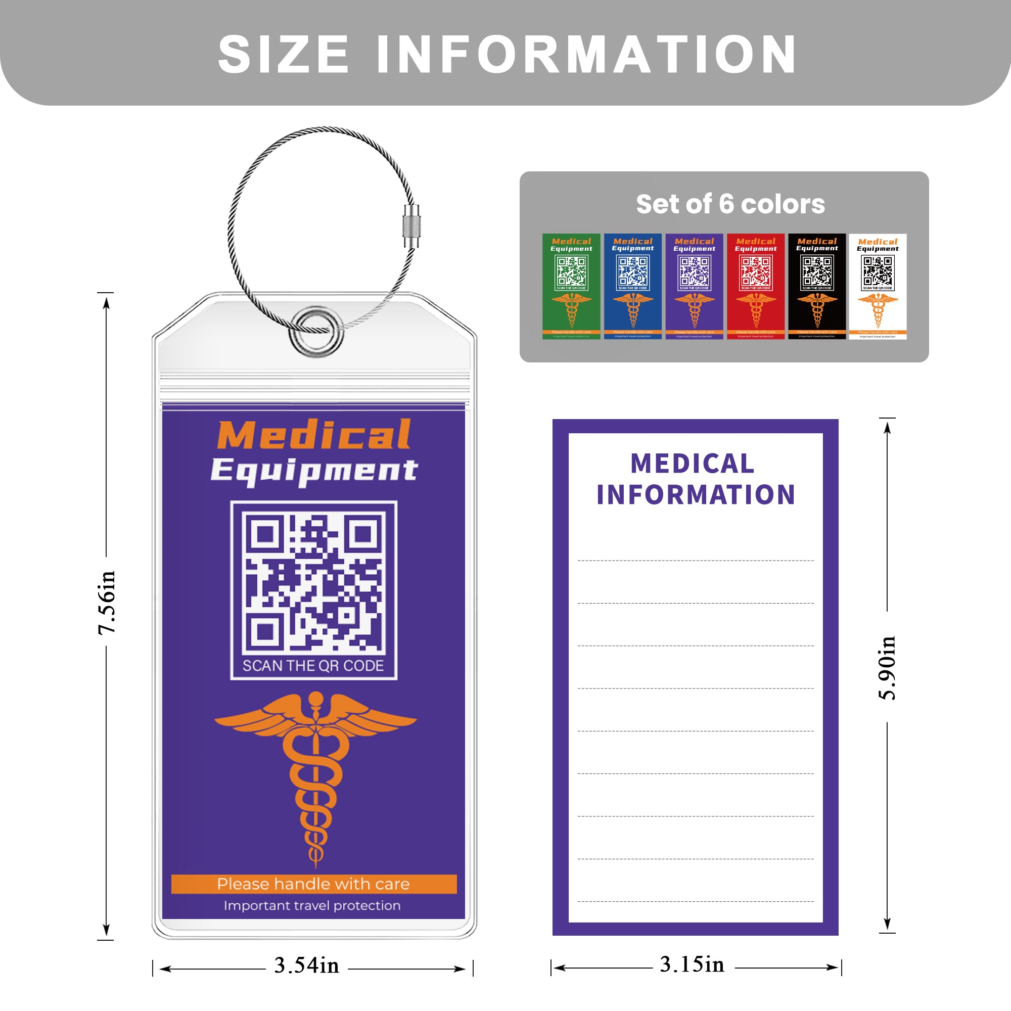 Medical Equipment Luggage Tag for Travel (6PCS)