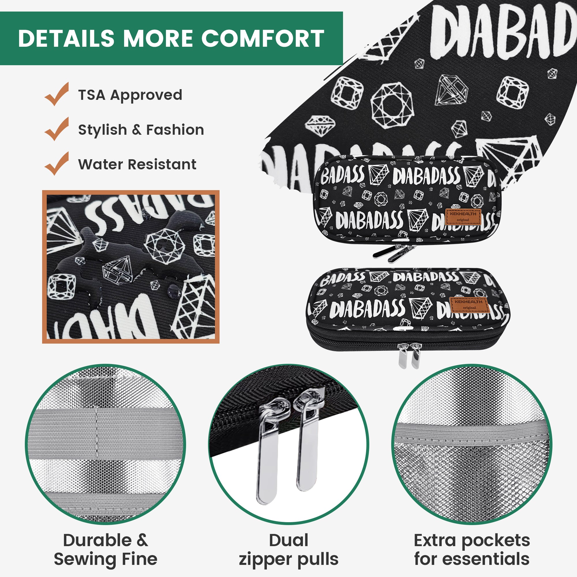 6H Soft Insulin Cooler Travel Bag (Diamond)