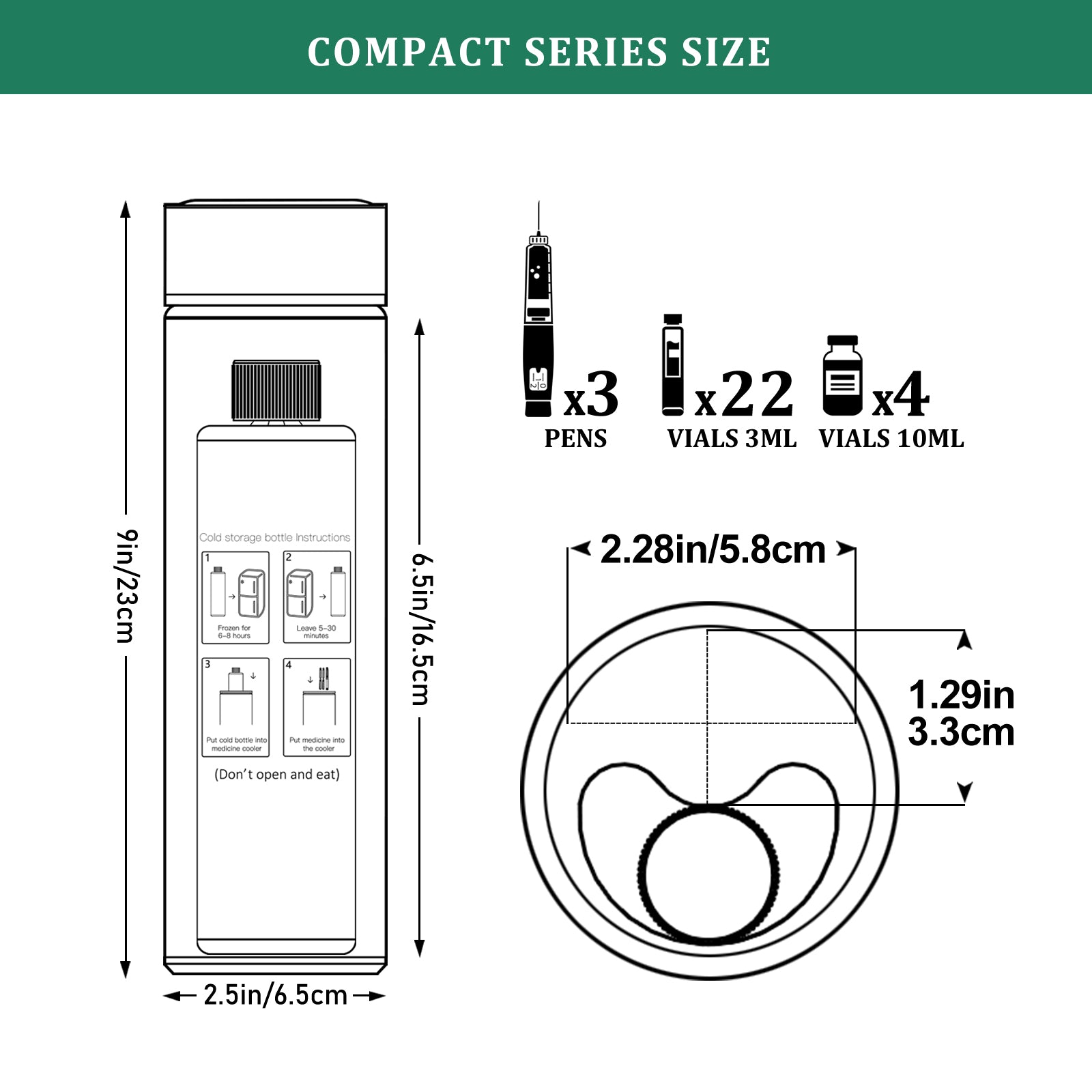 Odyssey Series 3 Pens Large Dial Mechanical Thermometer Insulin Cooler (BC-B006-White)