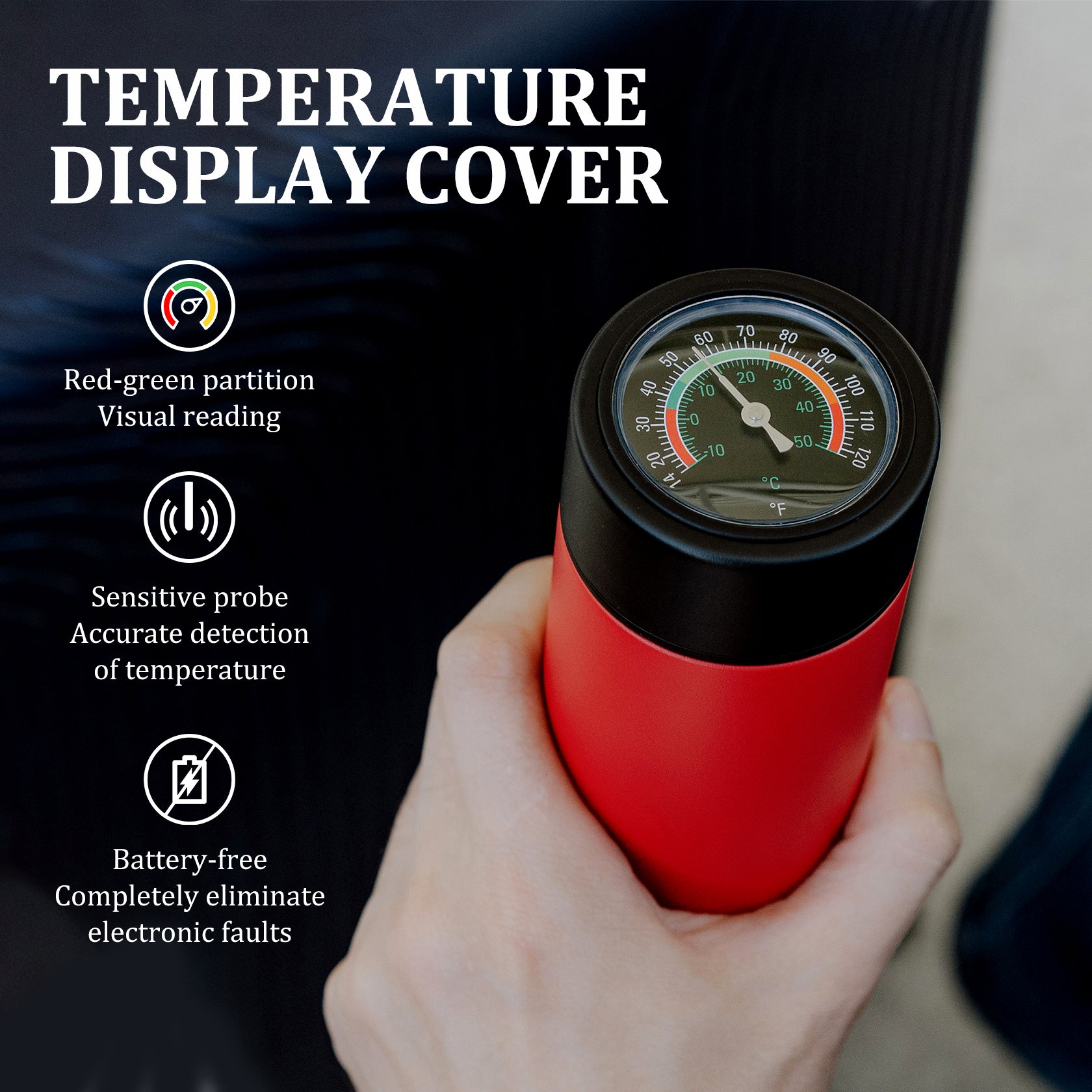 Odyssey Series 3 Pens Large Dial Mechanical Thermometer Insulin Cooler (BC-B006-Rescue Red)