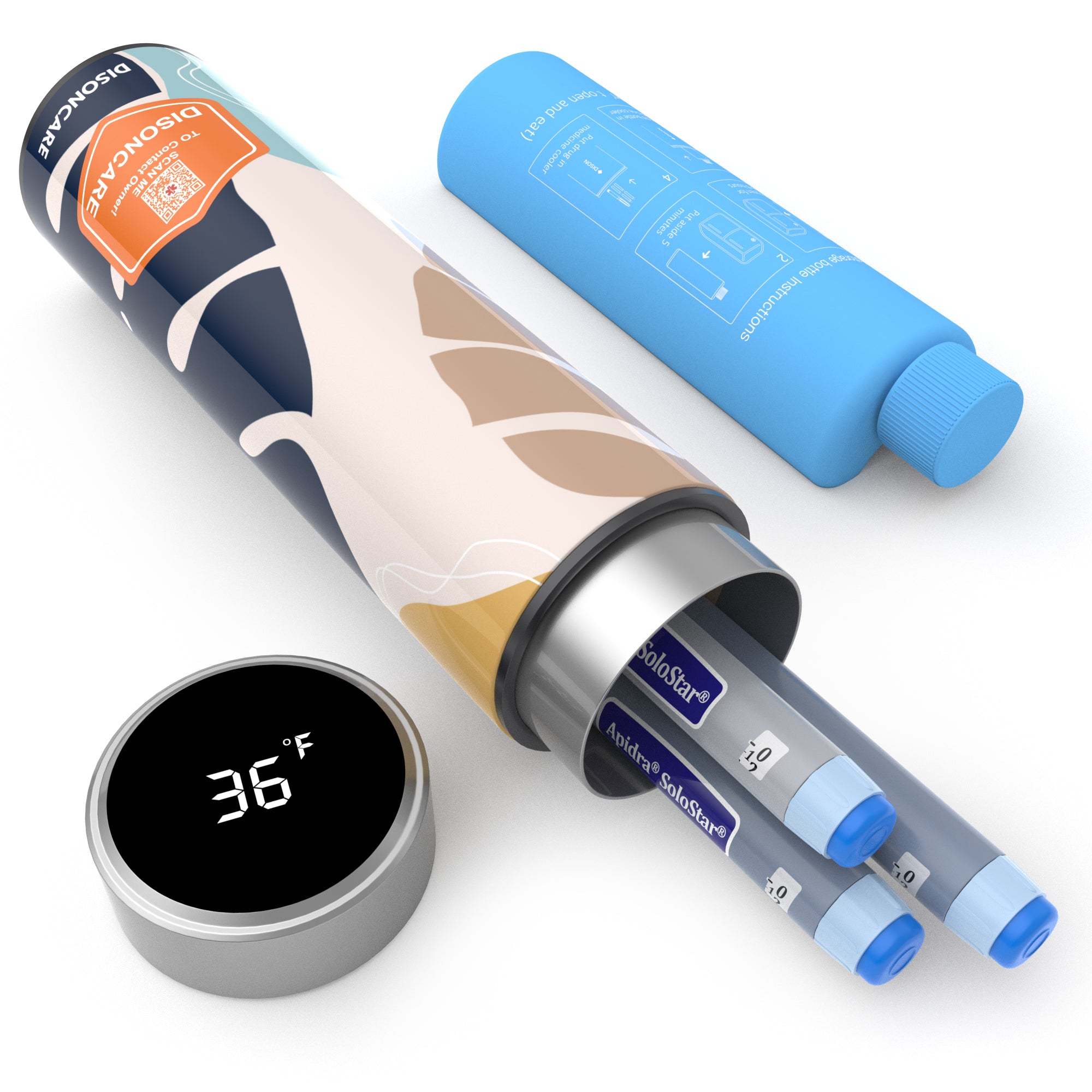 Odyssey Series 3 Pens LED Insulin Cooler (BC-B004-Monstera Leaf)