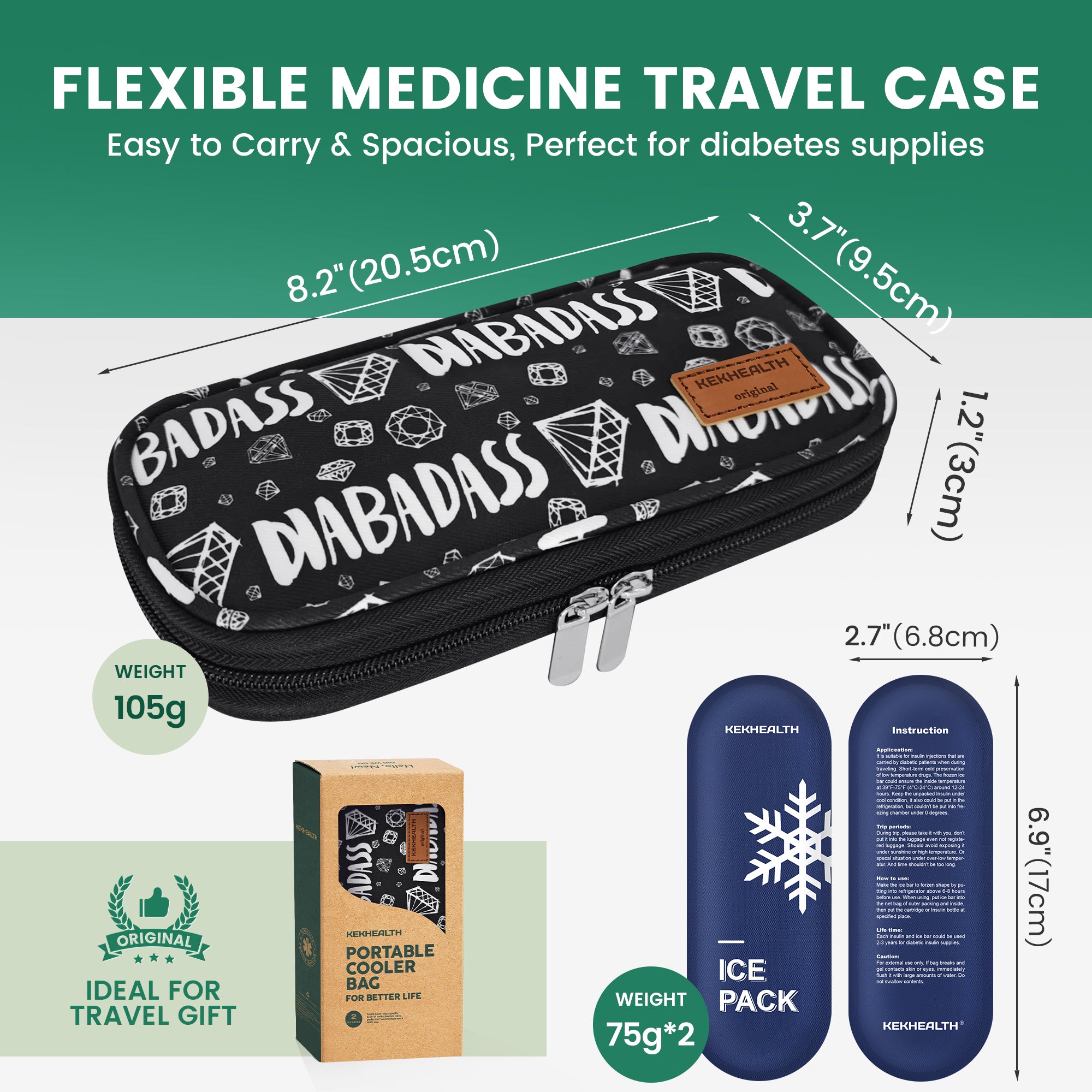 6H Soft Insulin Cooler Travel Bag (Diamond)