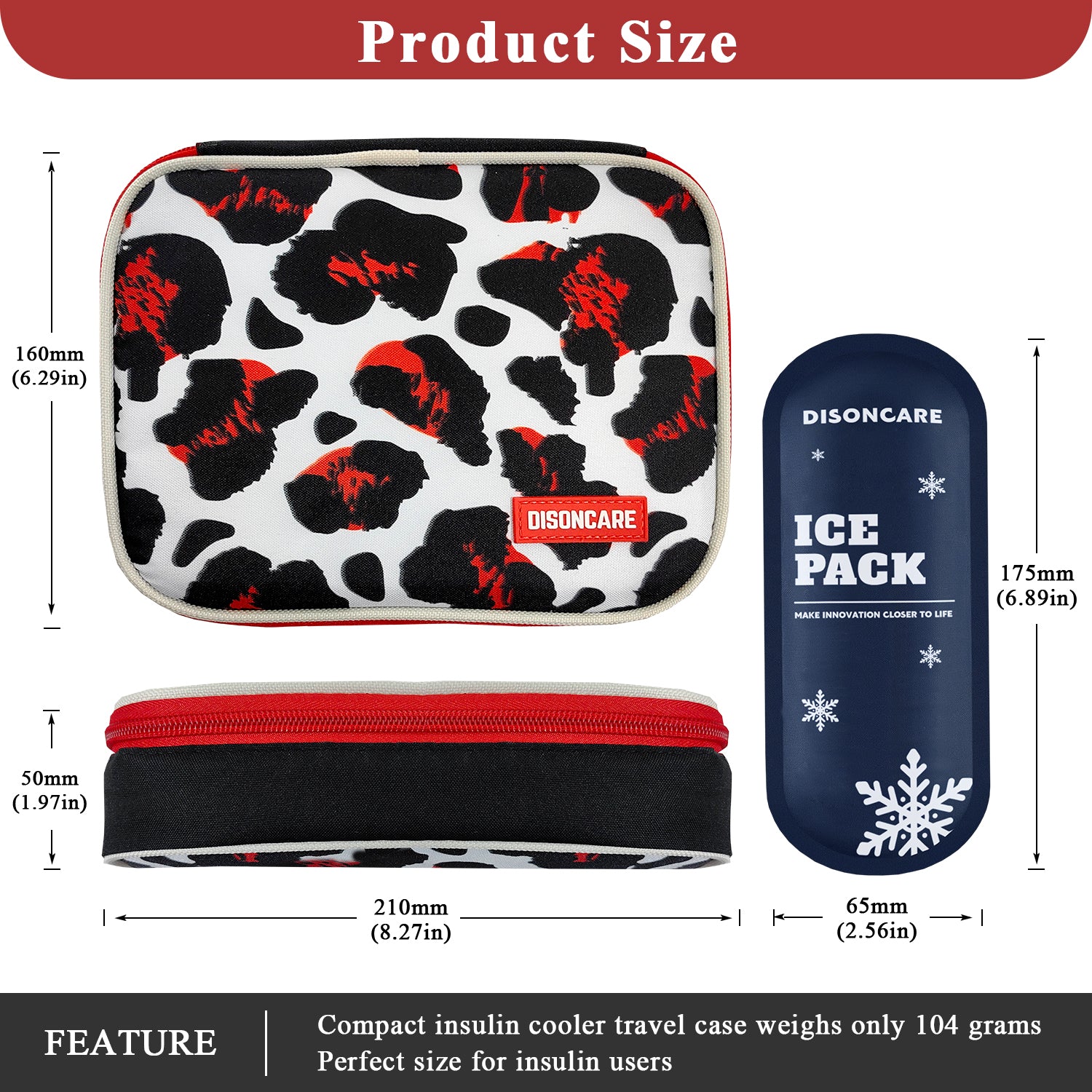 10-12H Soft Insulin Cooler Travel Bag (Black)