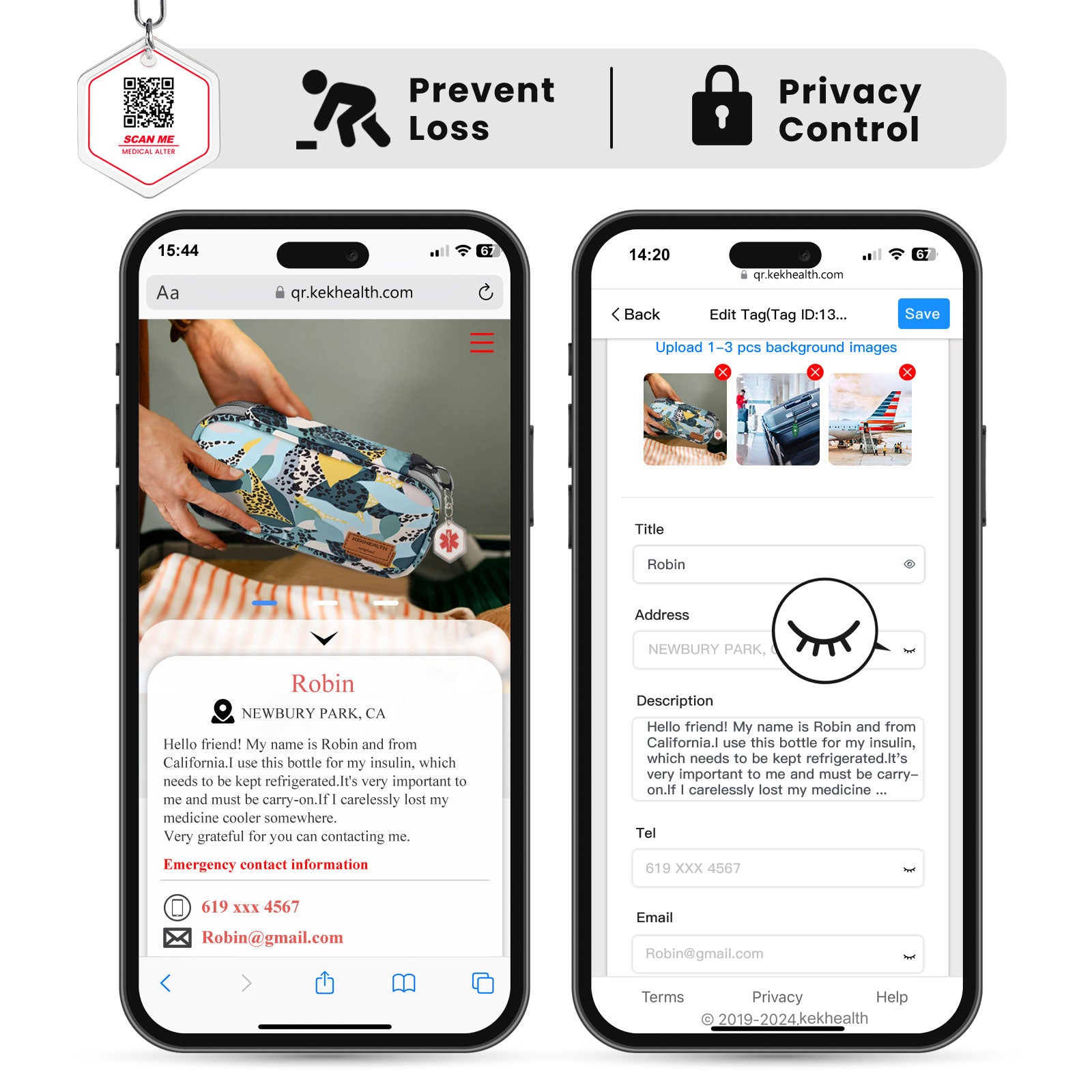 Epipen – étui de transport intérieur, étiquette d'identification d'alerte médicale (2 pièces)