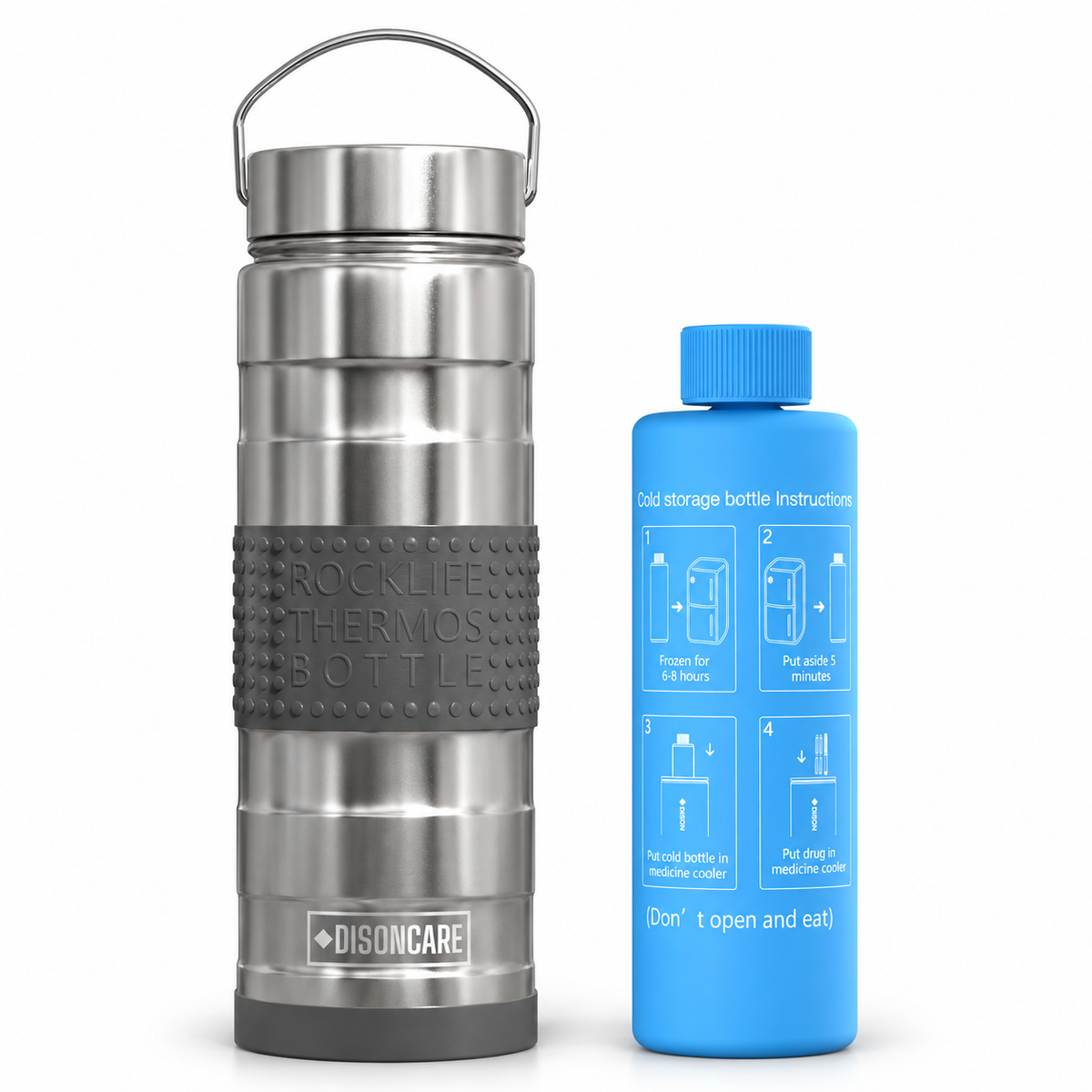 DISONCARE Intercontinental BC-B003 medication travel kit in silver with extra Blue BioGel Freeze Pack