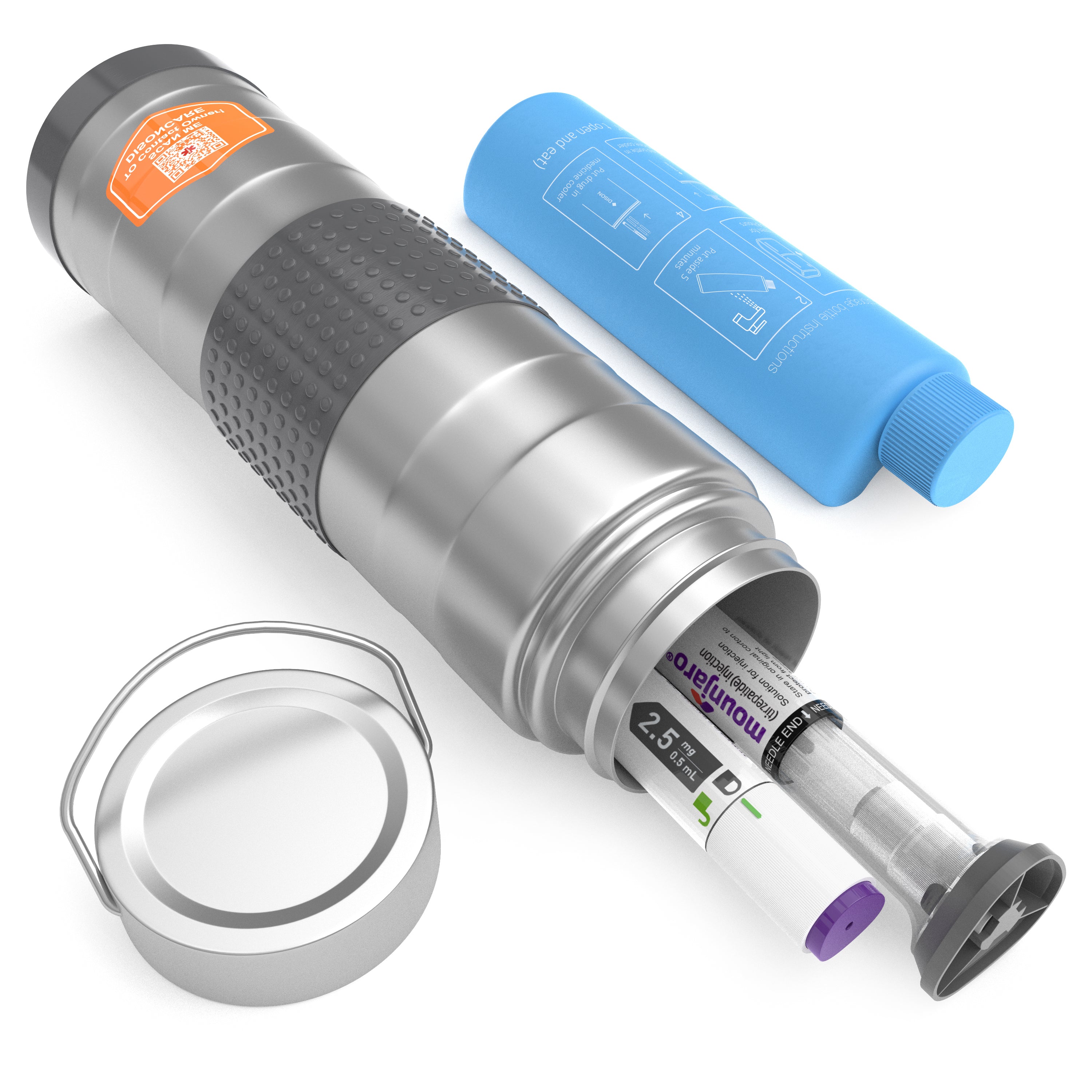 DISONCARE Intercontinental Silver GLP-1 pen travel cooler with Blue BioGel cooling system