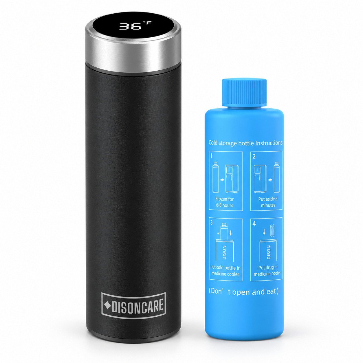 DISONCARE Odyssey Digital medication travel kit in black with extra Blue BioGel Freeze Pack