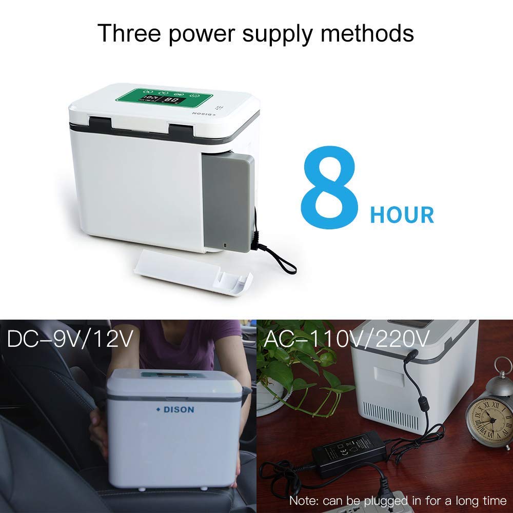 DISONCARE Süper Kapasiteli Akülü Mini Buzdolabı, Seyahat İnsülin Buzdolabı, İlaç Soğutucu, 1Pil (16000mah)