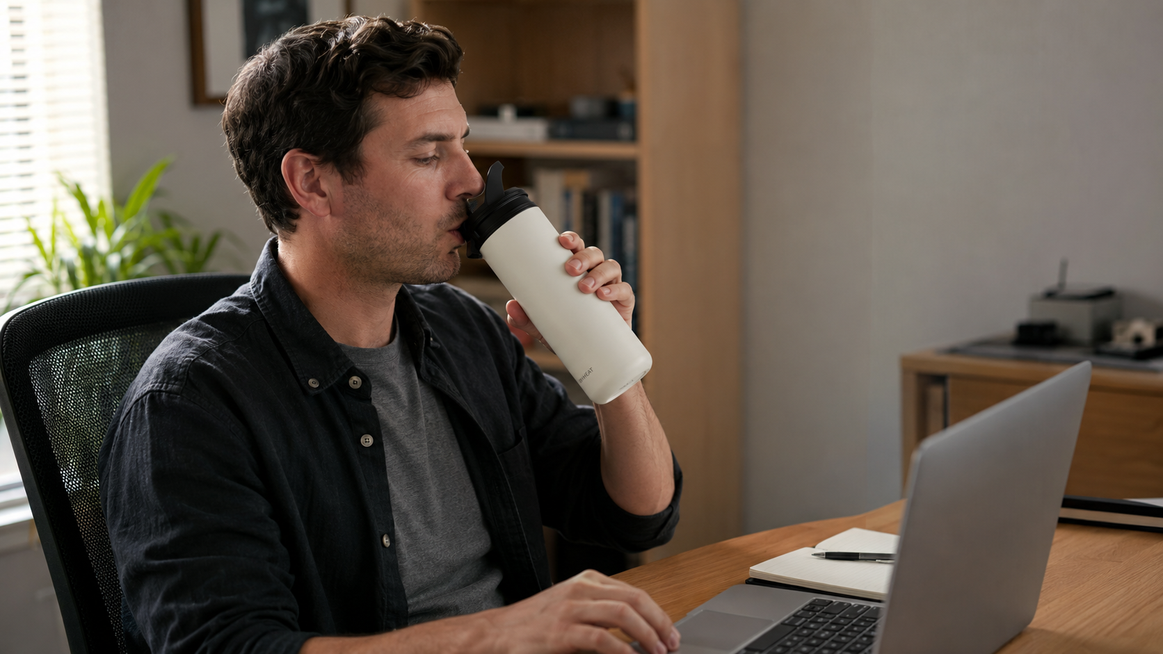 Rapid-chill cup keeping iced coffee cold at work