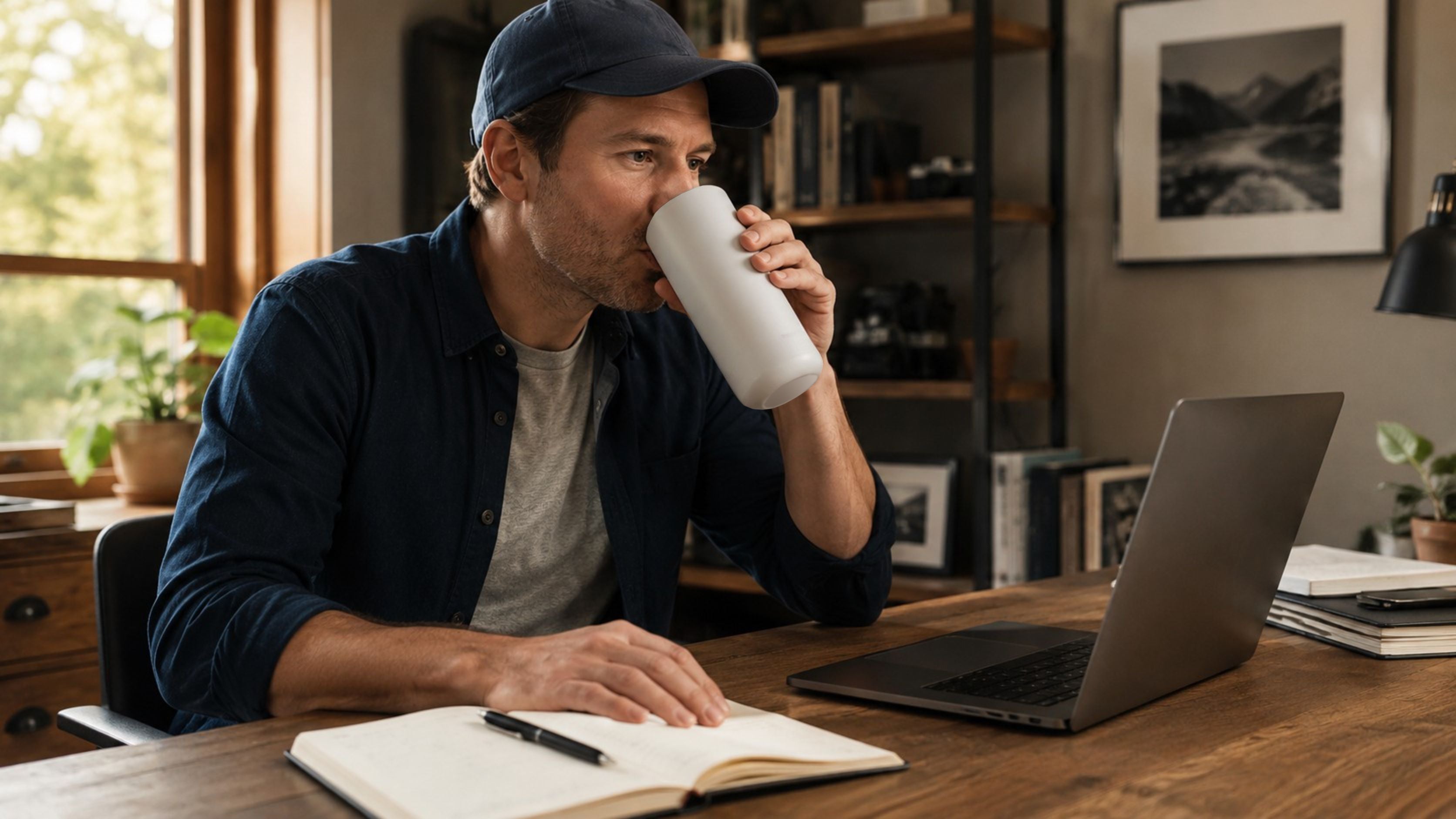 Rapid-chill cup keeping iced coffee cold at work