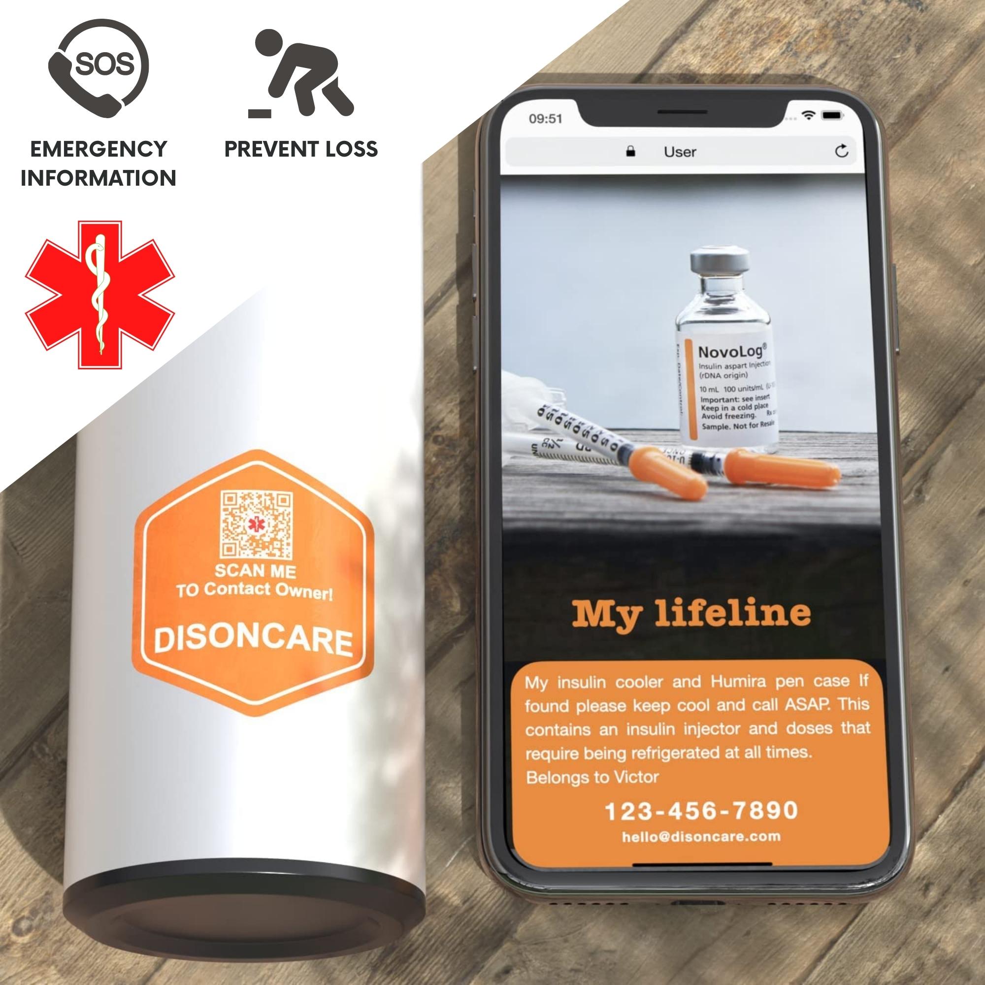 Refroidisseur compact d'insuline et de médicaments 60H, 3 stylos (BC-B001 jaune alpin)