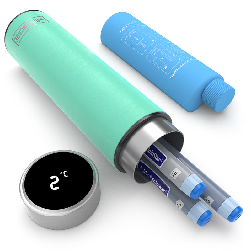 Raffreddatore per insulina e farmaci a 3 penne LED 60 ore (BC-B004 Acqua di mare ciano)