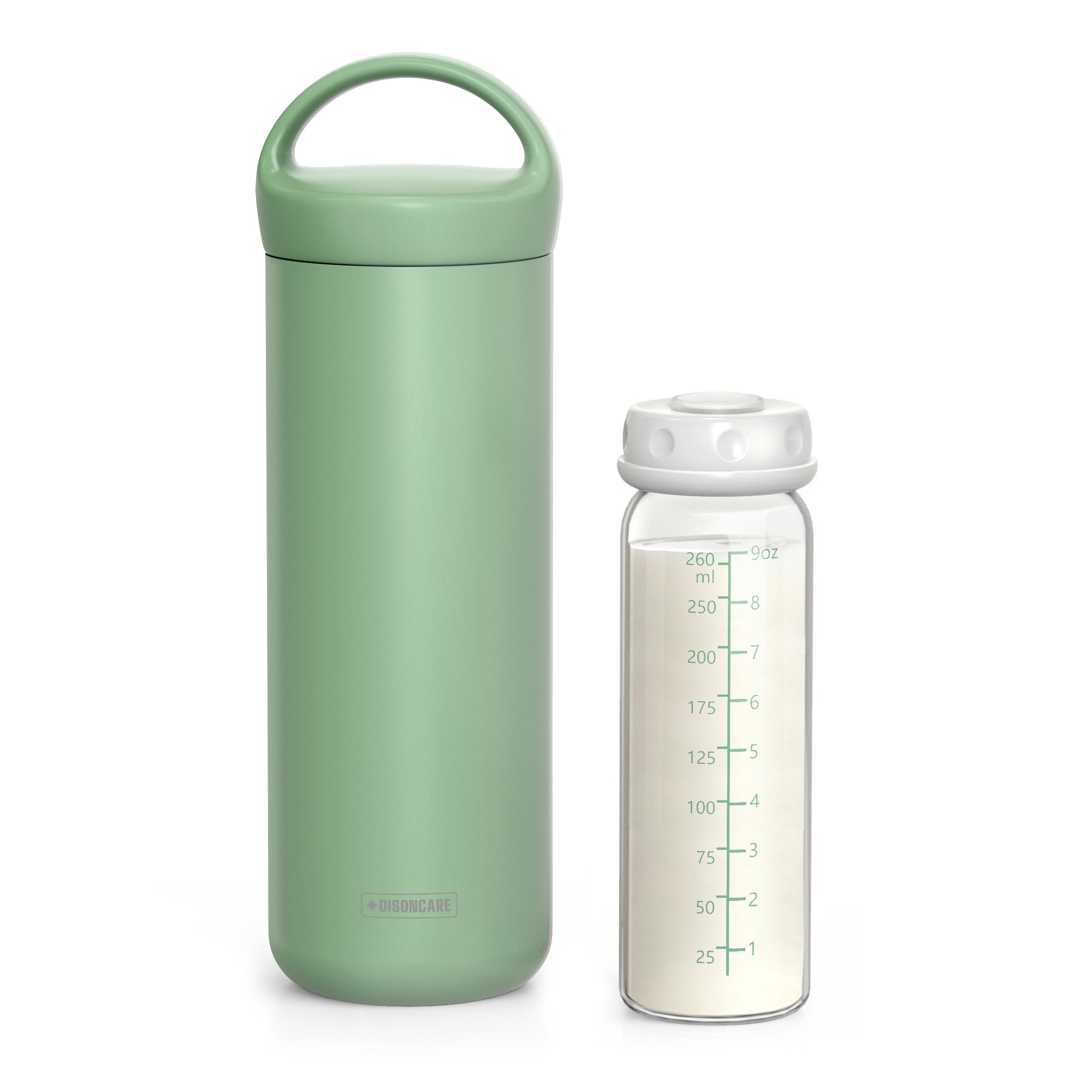 9oz Breast Milk Cooler – 12H Cooling, 1 Bottle, Travel-Ready (Green)