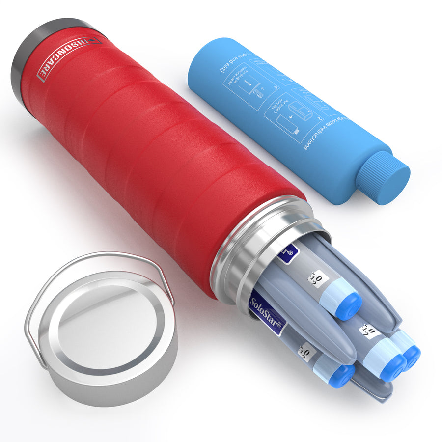 Intercontinental Series 1–7 Pen Insulin Cooler Travel Case (BC-B003-Rescue Red)