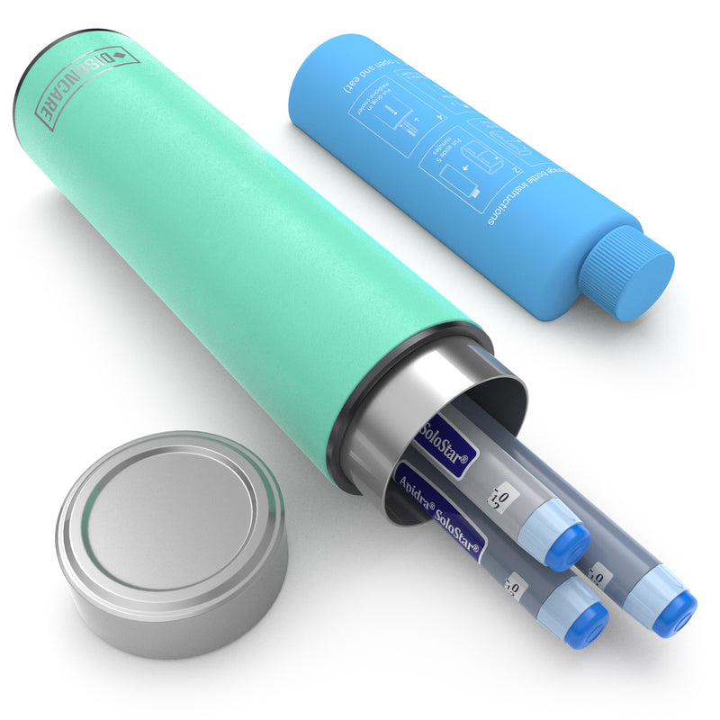 Enfriador compacto de insulina y medicamentos 60H, 3 plumas (BC-B001 Seawater Cyan)