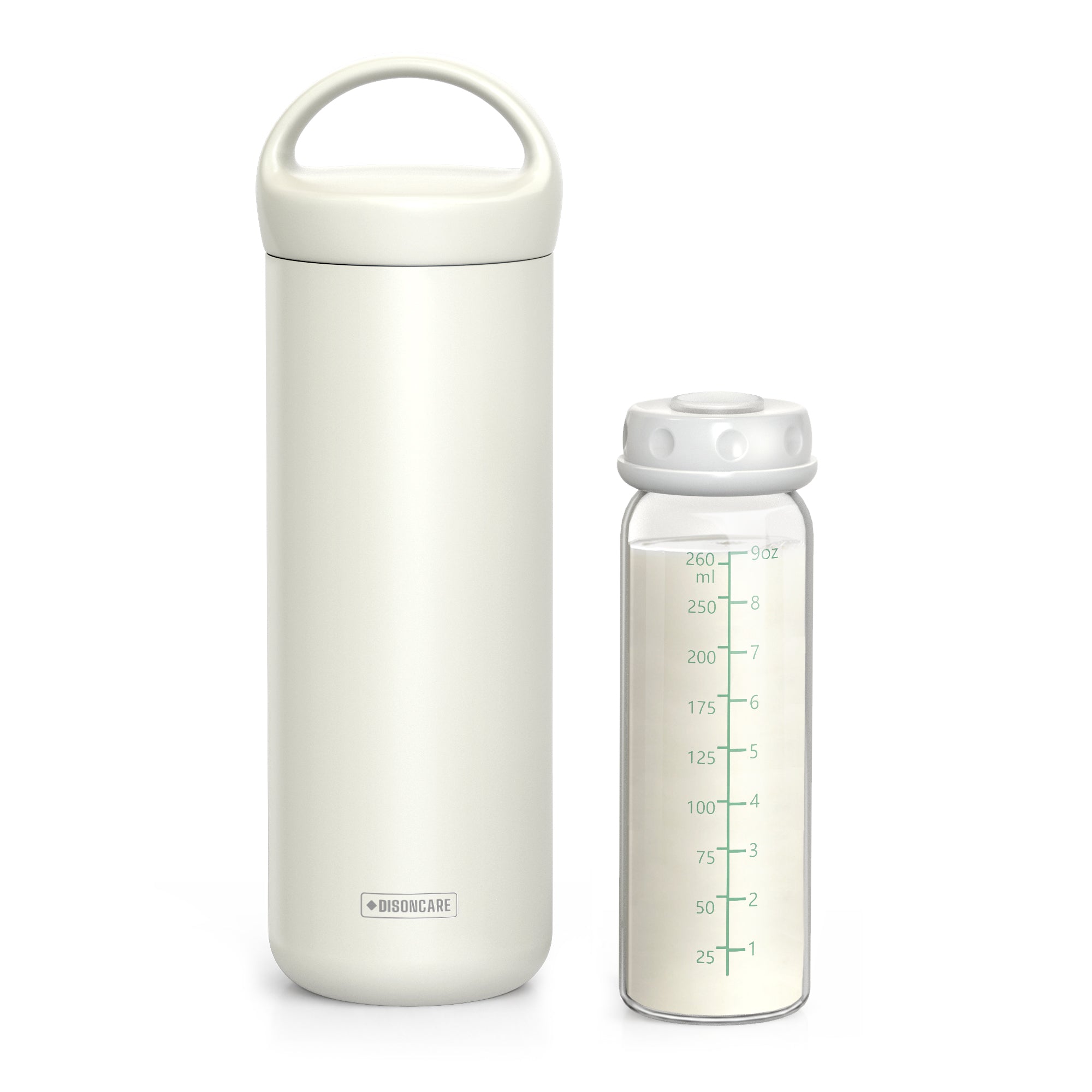 9oz Breast Milk Cooler – 12H Cooling, 1 Bottle, Travel-Ready (White)