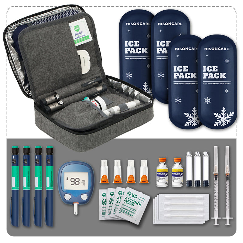DISONCARE Insulin Cooler Travel Case Diabetic Medication Cooler for Insulin Pens and Other Diabetic Supplies with Ice Packs and Insulation Liner