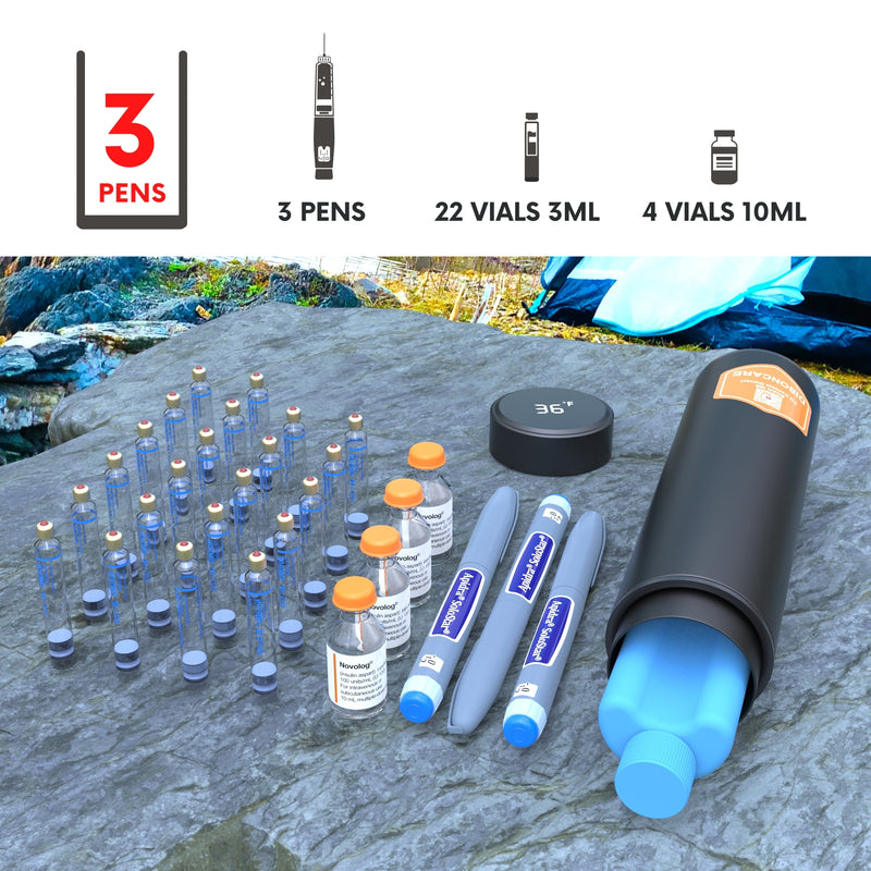 60H 3 Pens LED Insulin & Medications Cooler(BC-B004 Black)