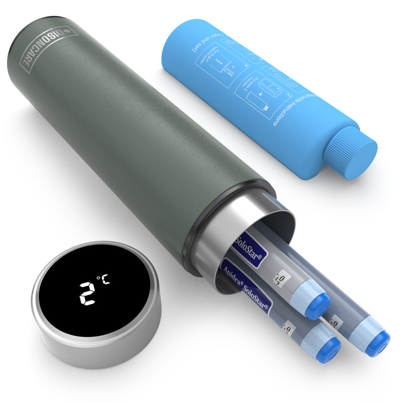 Refroidisseur d'insuline et de médicaments LED 60H 3 stylos (BC-B004 Jungle Green)