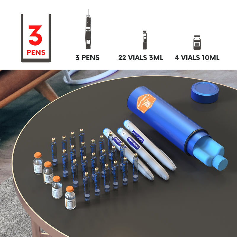Refroidisseur compact d'insuline et de médicaments 60H, 3 stylos (BC-B001 bleu)