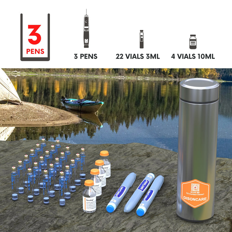 Refroidisseur compact d'insuline et de médicaments 60H, 4 stylos (argent BC-B001)