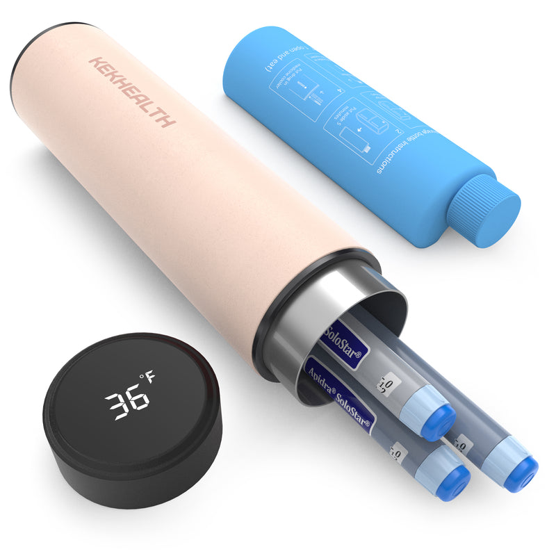 60H LED-Kühler für 3 Insulin- und Medikamentenstifte (BC-B004 Rosenquarz)