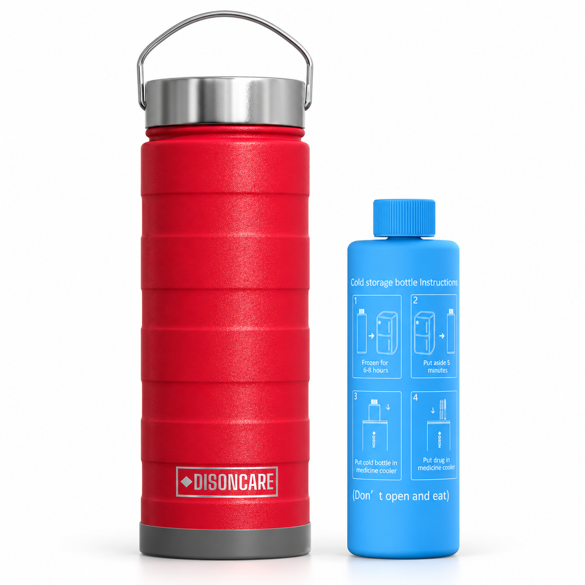 DISONCARE Intercontinental BC-B003 medication travel kit in red with extra Blue BioGel Freeze Pack
