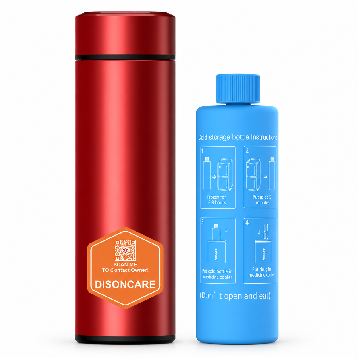 DISONCARE Odyssey Standard medication travel kit in red with extra Blue BioGel Freeze Pack