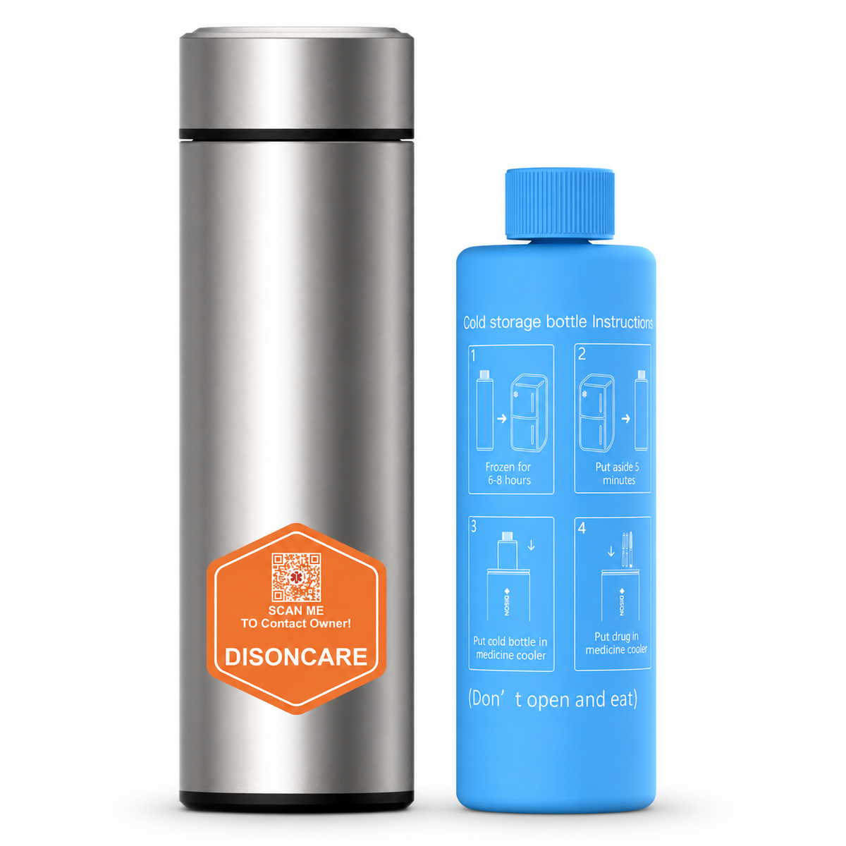 DISONCARE Odyssey Standard medication travel kit in silver with extra Blue BioGel Freeze Pack