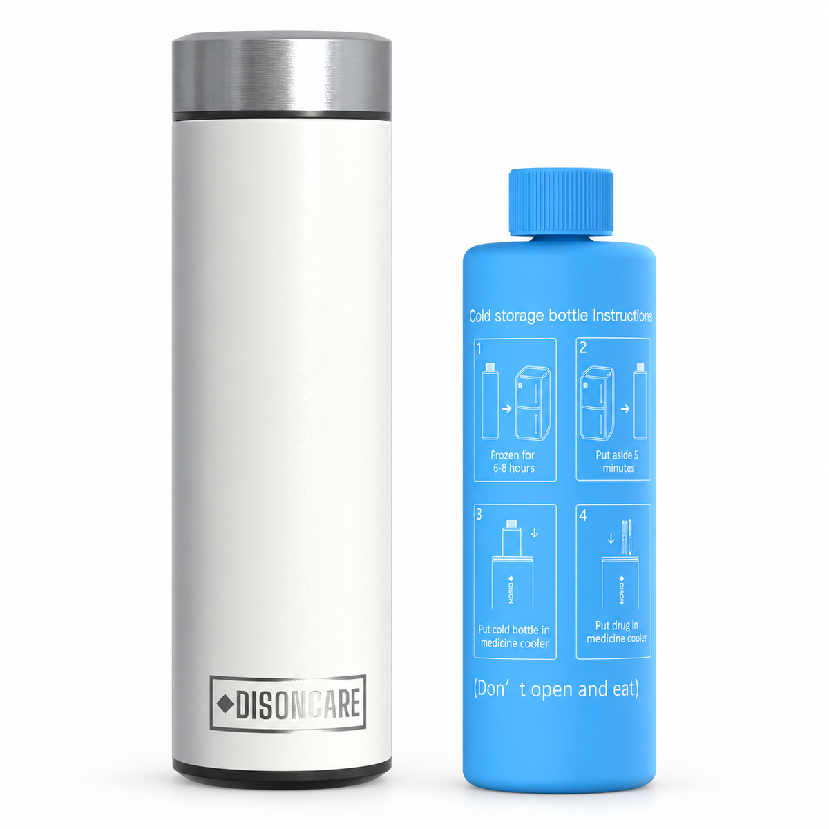 DISONCARE Odyssey Standard medication travel kit in white with extra Blue BioGel Freeze Pack