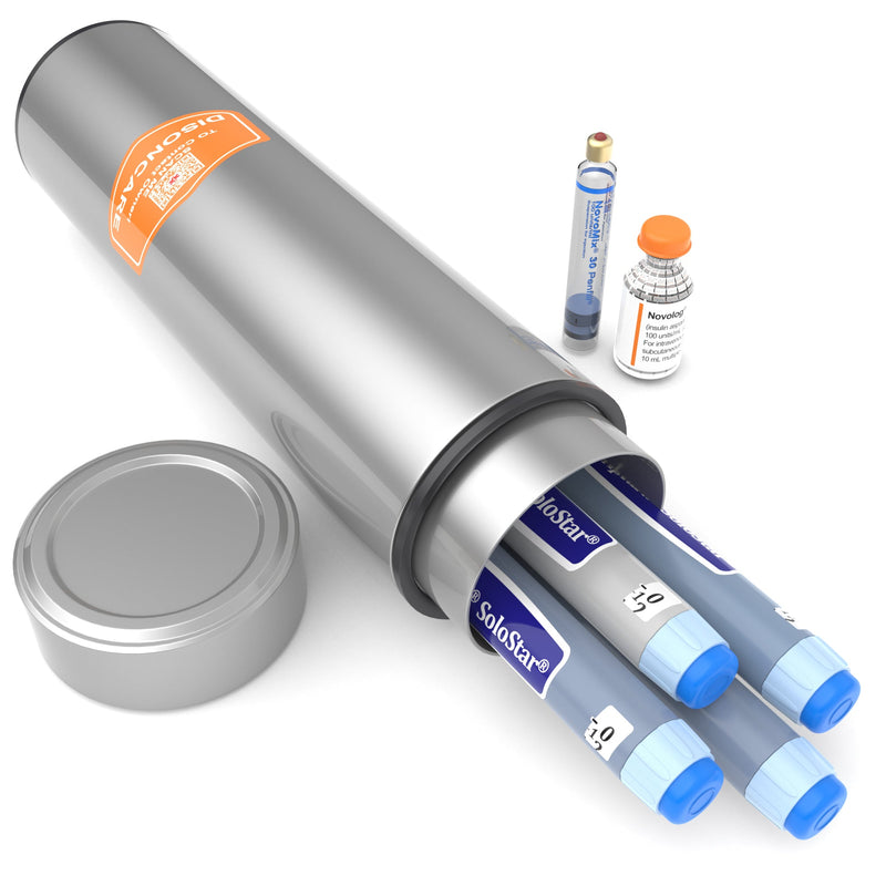 Insulinkühler – Reiseset für Diabetes – 2-teiliges Set (BC-B001 blau + silber)