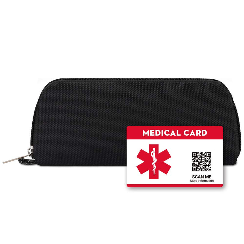 Insulin Wallet with Medical Alert ID Card Tag (Black)