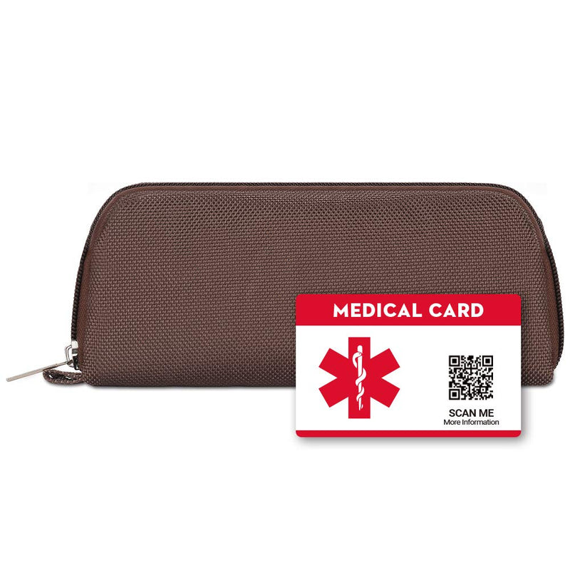 Insulin Wallet with Medical Alert ID Card Tag (Brown)